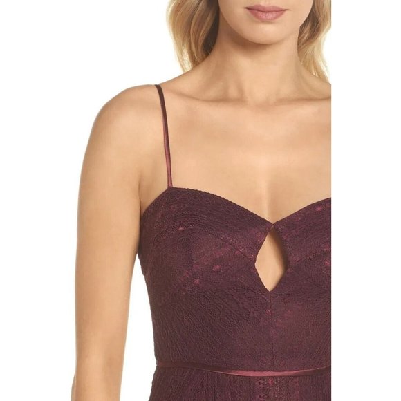 Jill Jill Stuart Eliza Lace Slip Gown Sweetheart Neckline Cutout Purple Size 6 - Picture 2 of 10